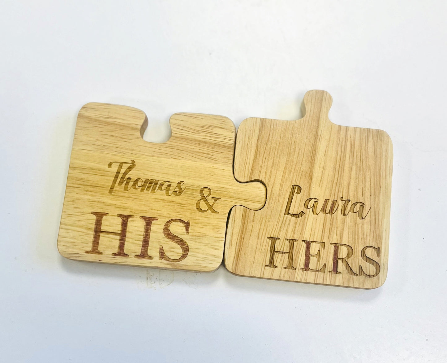 Personalised Wooden Pair of Jigsaw Coasters