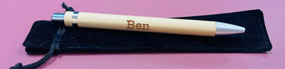 Personalised Bamboo Pen In Velvet Pouch