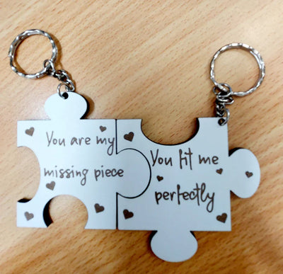 Personalised Puzzle Piece Key Ring Set